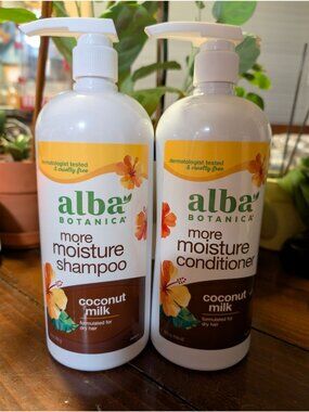 Alba Botanica More Moisture Shampoo & Conditioner Set Coconut Milk 32 Oz For Dry